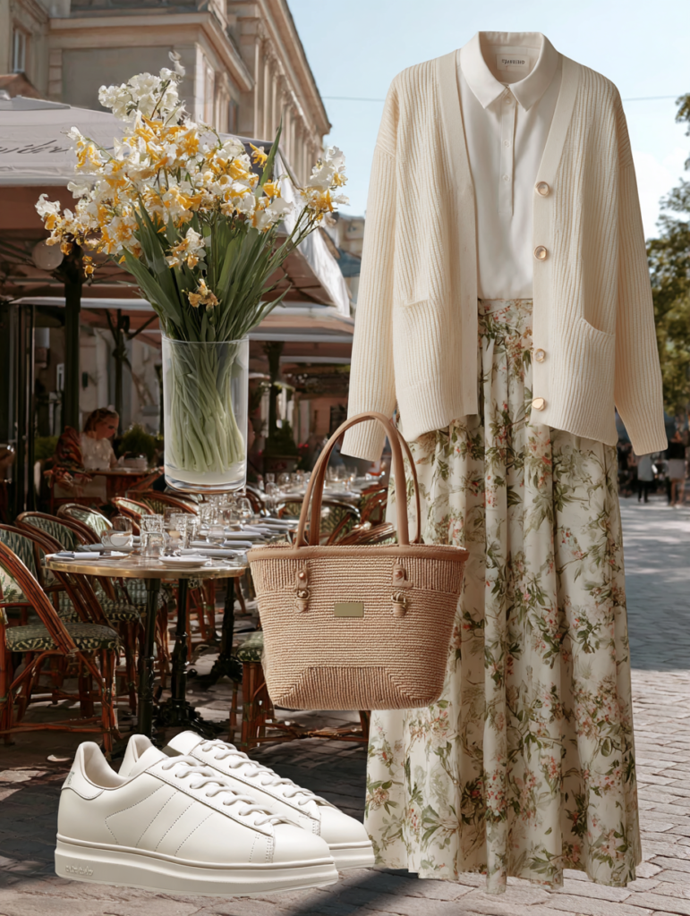 casual layered spring outfit women