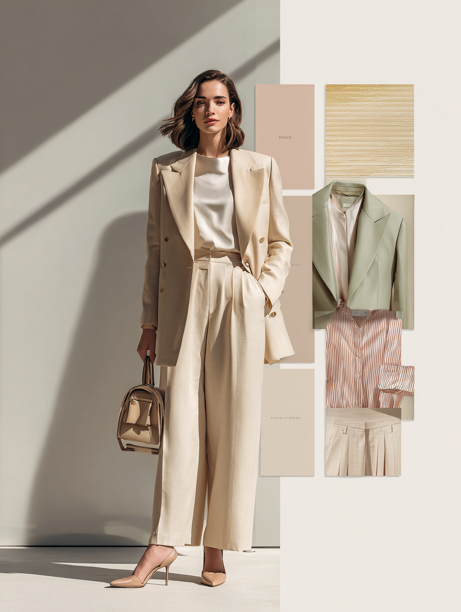 spring outfit inspo 2026 collage featuring elegant office outfits with blazers trousers skirts and pastel suits