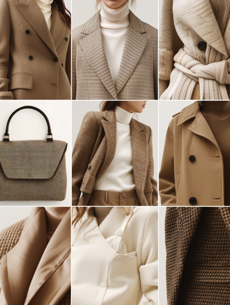 Full overview of the 5-day work outfit challenge 2026 showing five complete professional neutral looks from Monday to Friday with consistent quiet luxury styling, beige and black tones, tailored trousers, blazers, knit sweaters, and accessories arranged in a clean grid
