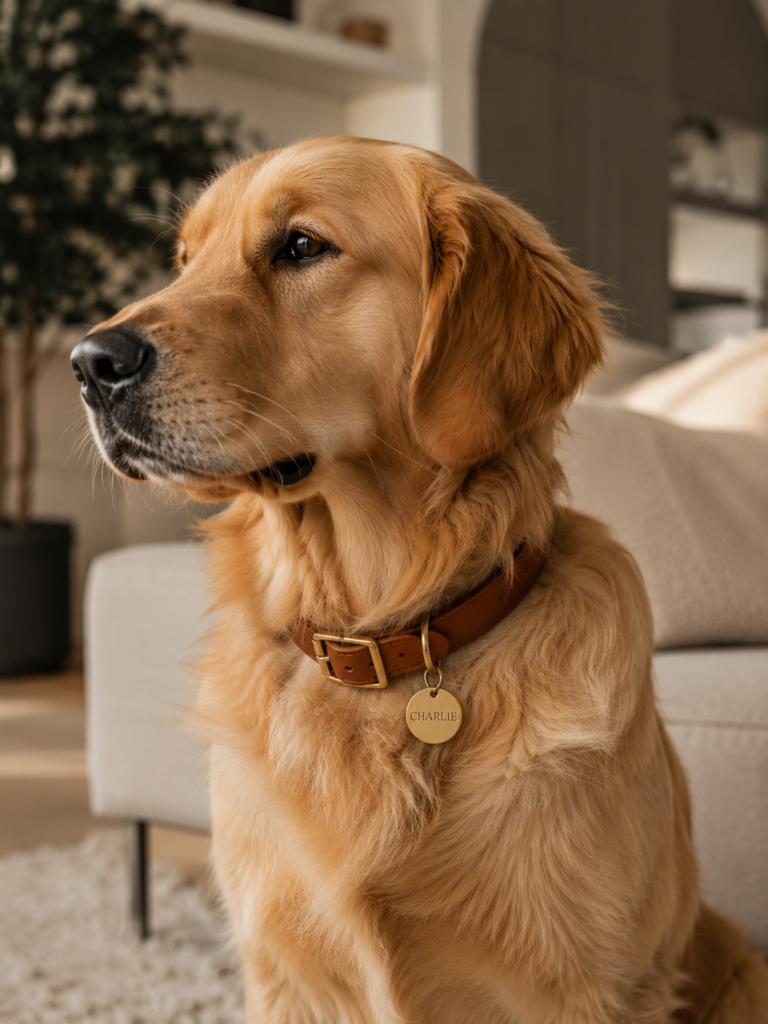 luxury personalized leather dog collar