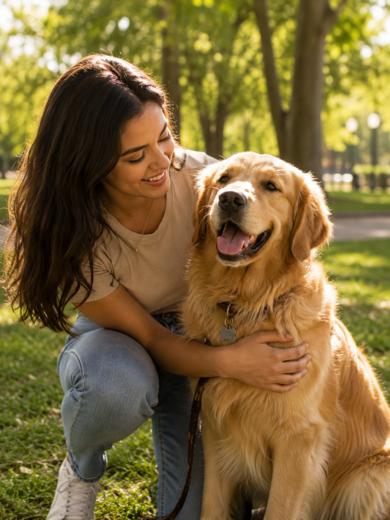 happy dog and owner with strong bond