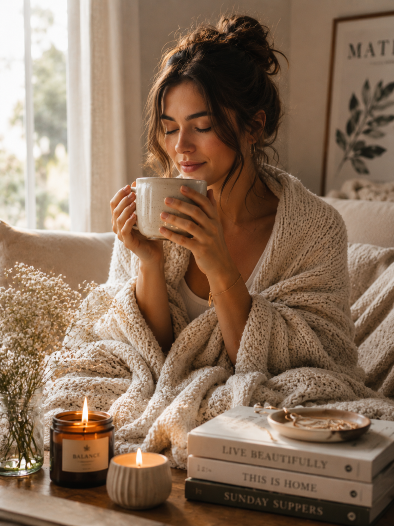 emotional wellness self care cozy relaxation aesthetic