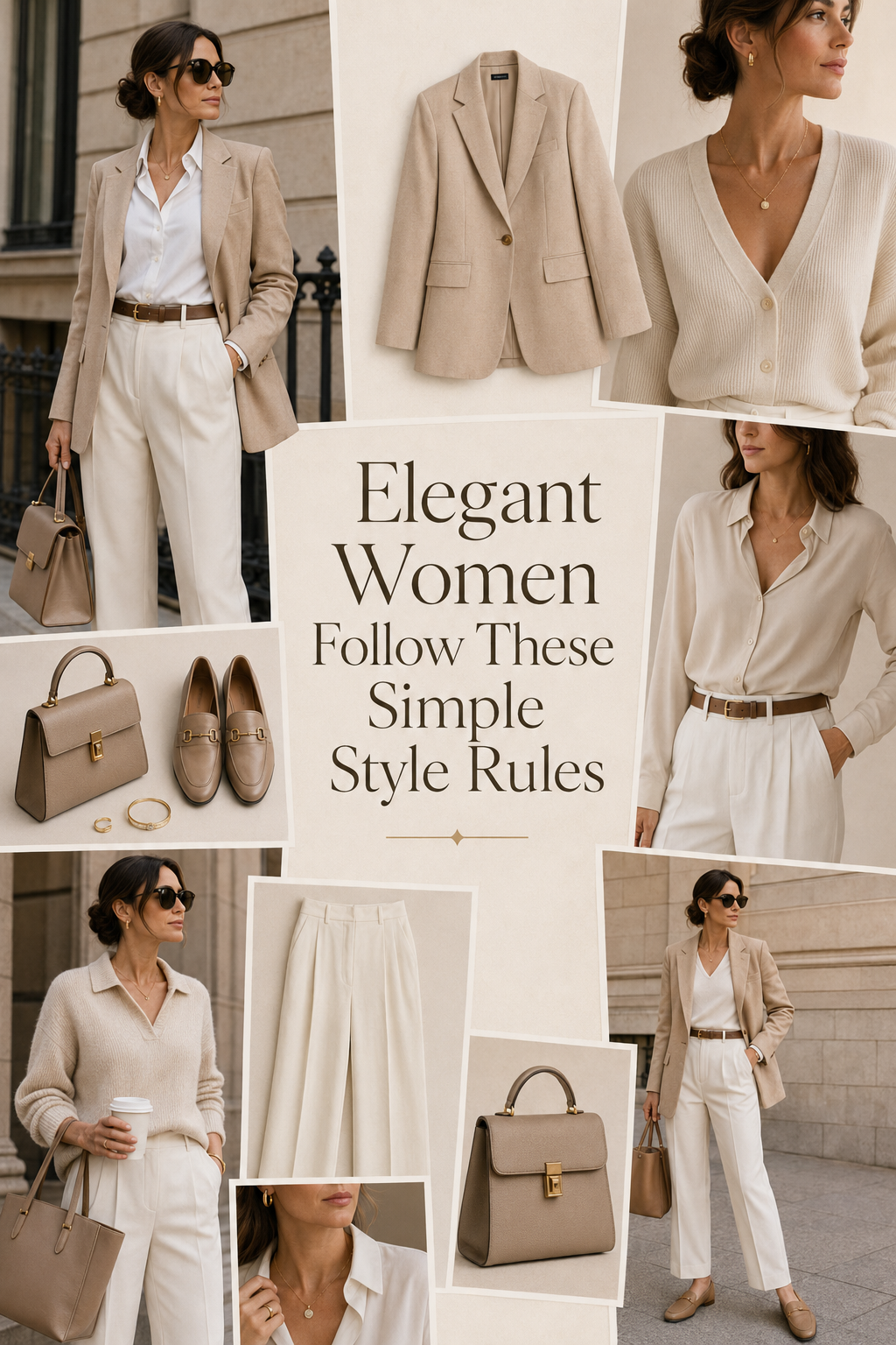 elegant women style rules with polished quiet luxury outfits