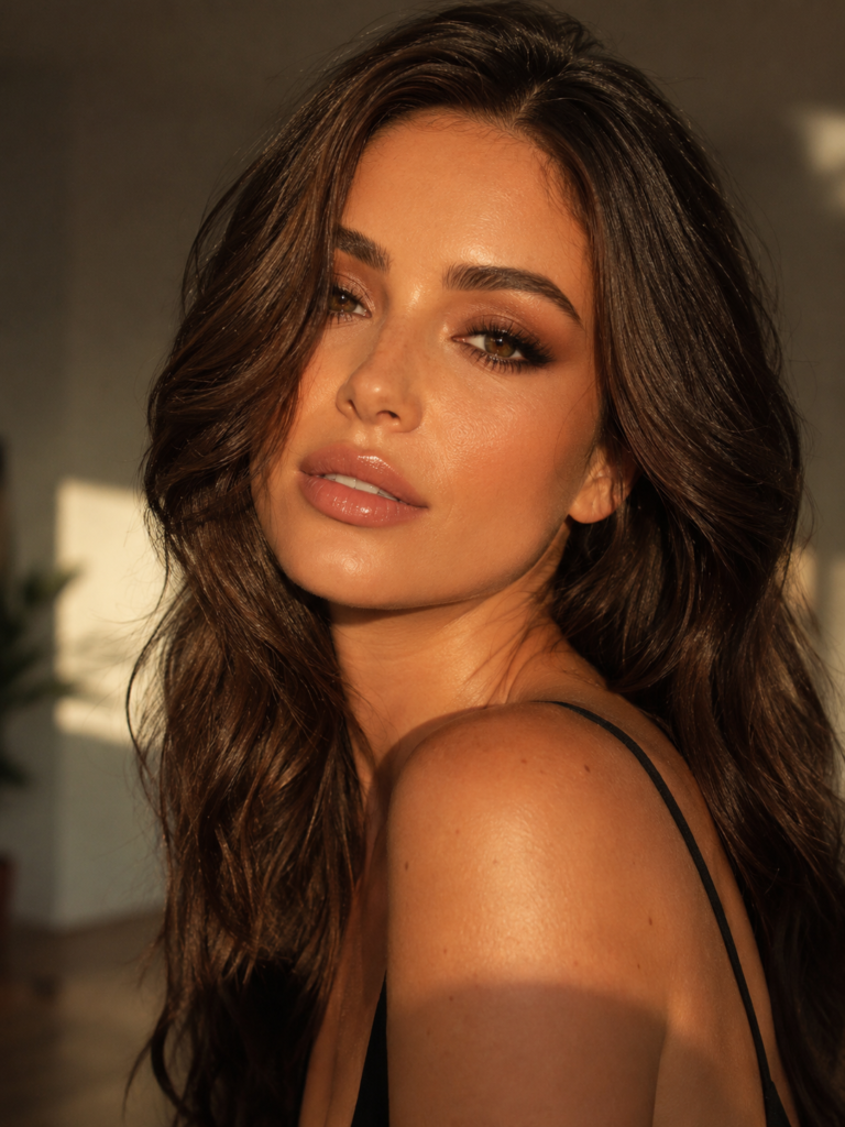 clean girl soft glam makeup with glowing skin