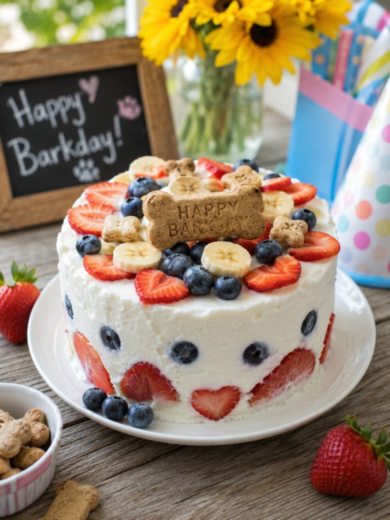 frozen yogurt dog birthday cake