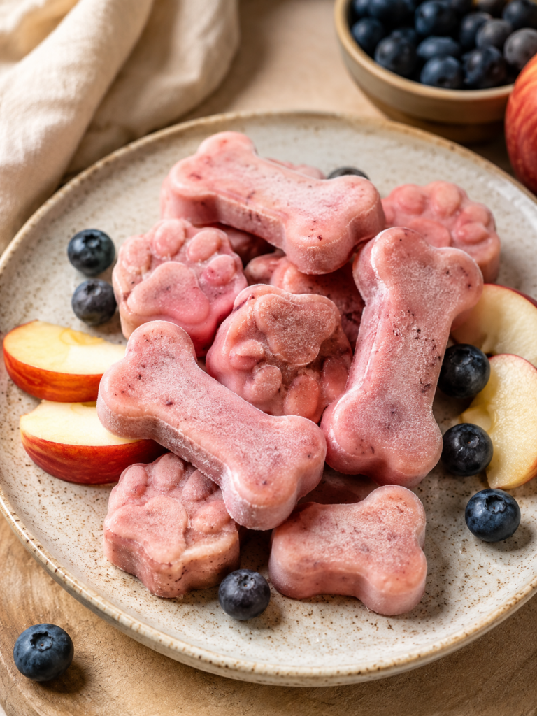 frozen dog treats for itchy skin served on ceramic plate