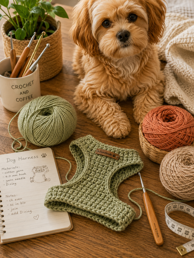 crochet dog harness pattern workspace