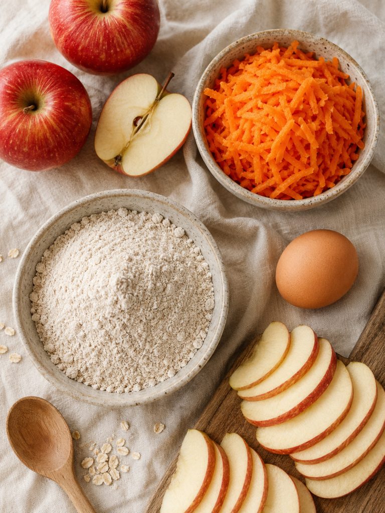 ingredients for homemade apple and carrot dog treats