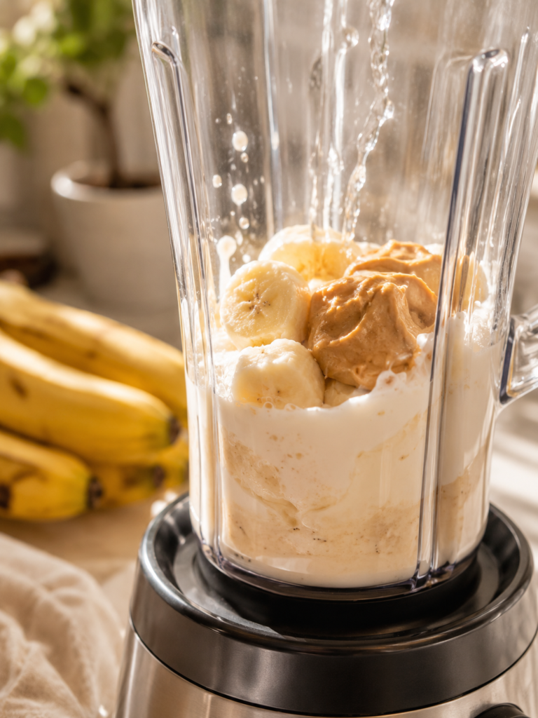 blending homemade dog ice cream mixture