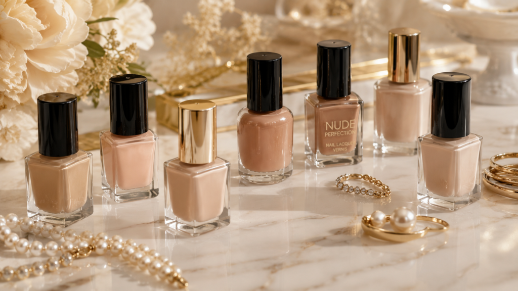 Applying nude nail polish evenly on natural nails