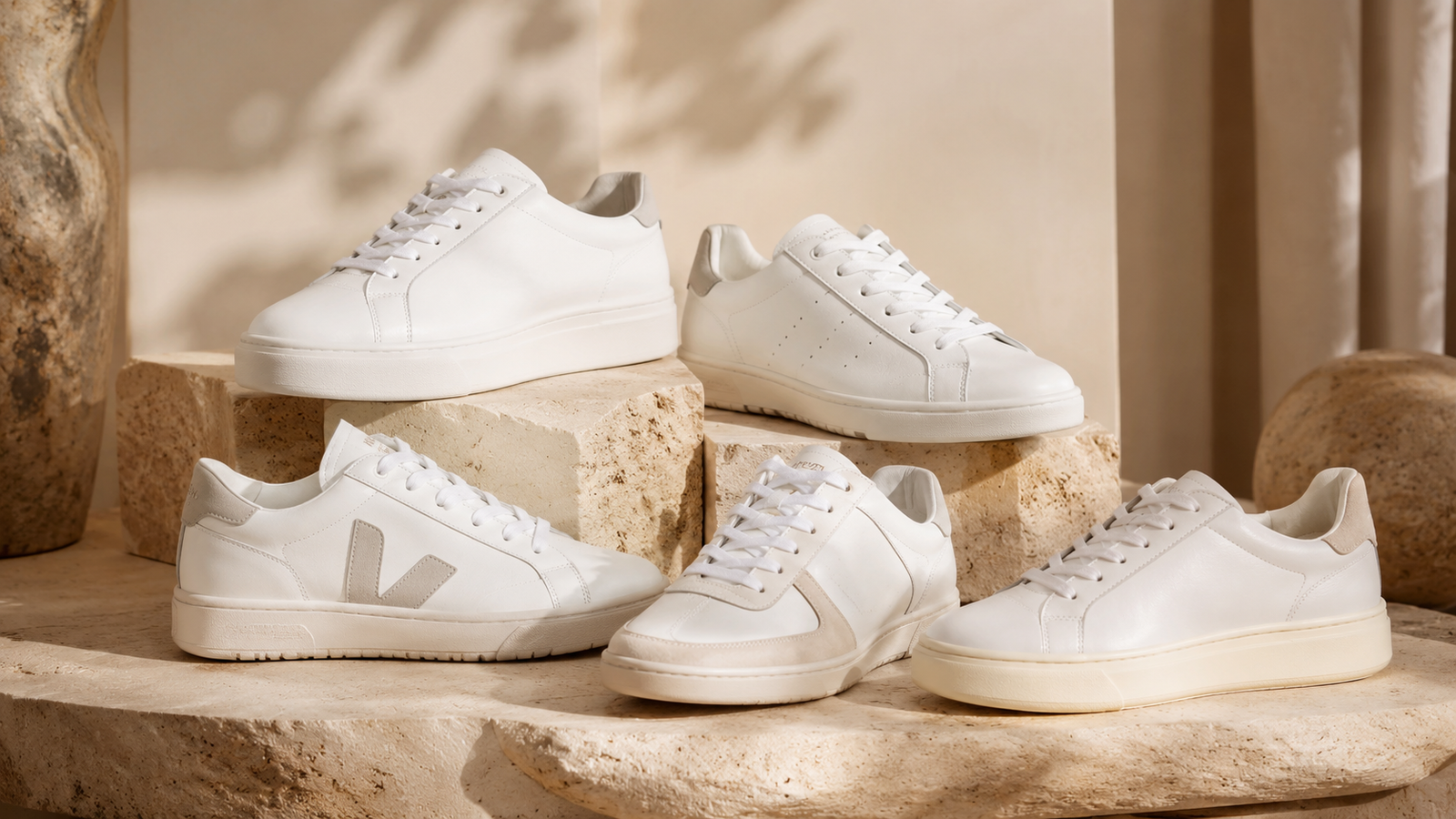 Elegant white leather sneakers for women styled in a timeless old money fashion aesthetic for 2026