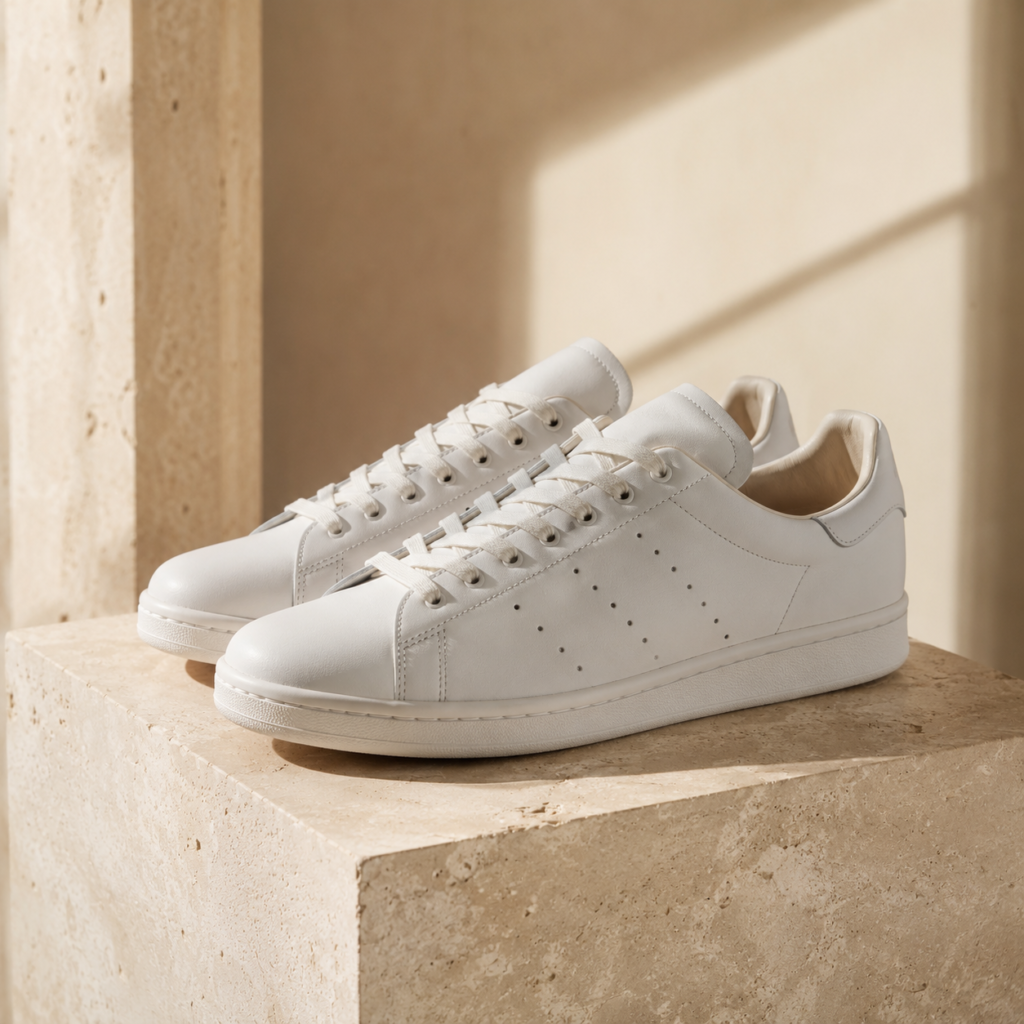 Adidas Stan Smith Lux premium white leather sneakers for women with a timeless minimalist design