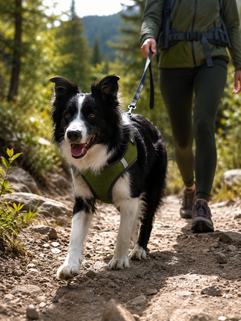 Dog hiking while wearing Voyager Step-In Air Harness