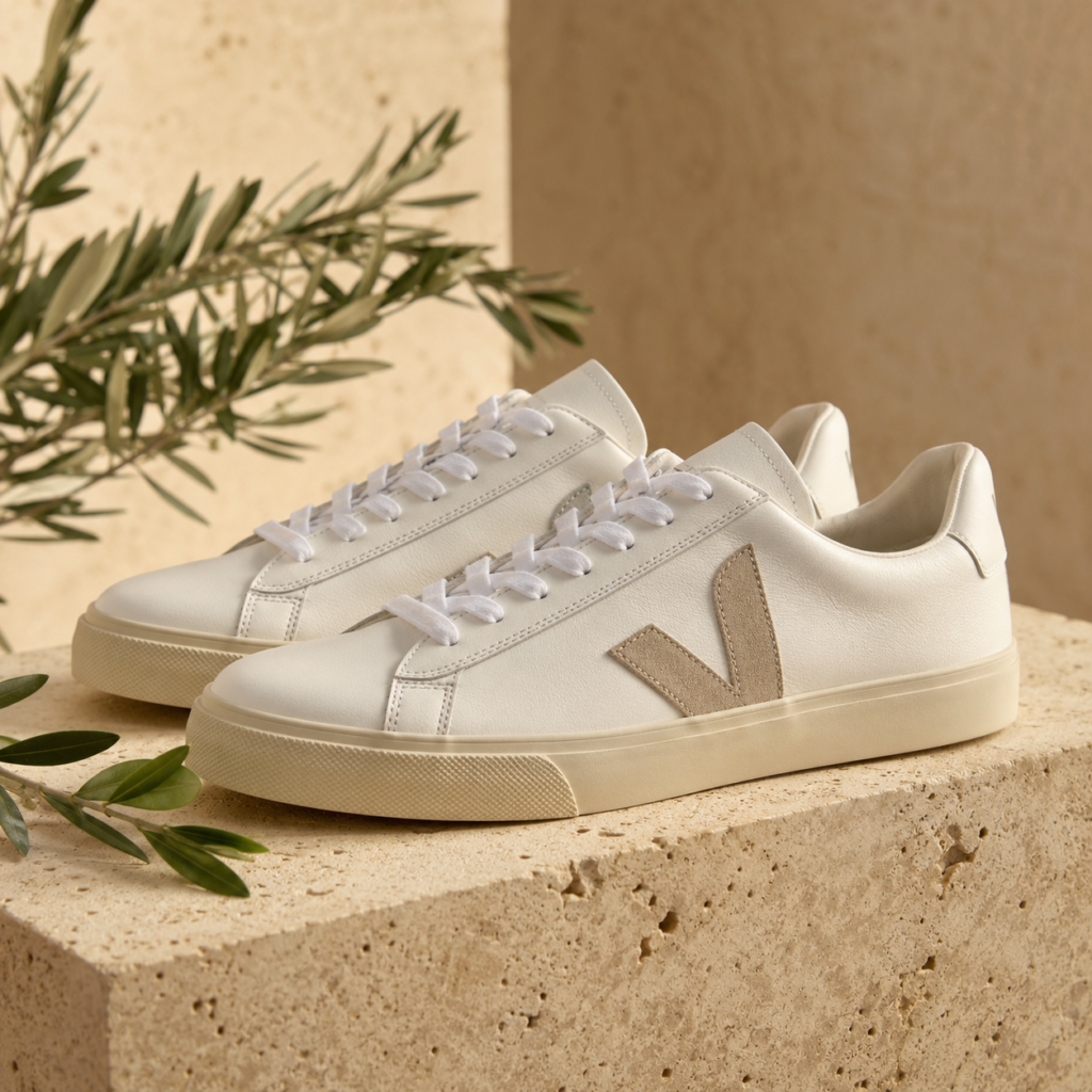 Veja Campo sustainable white leather sneakers for women in a quiet luxury style