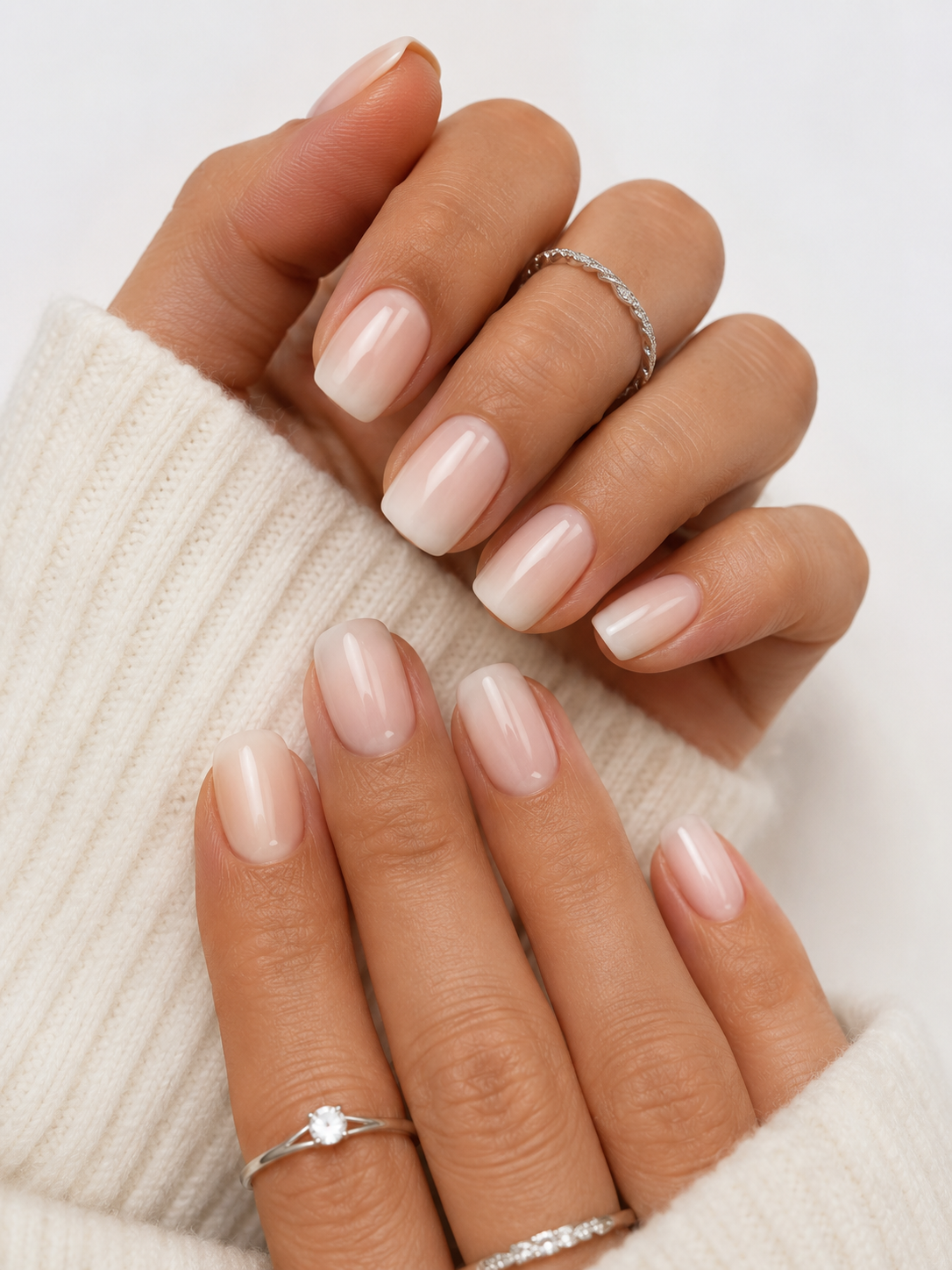 BTArtbox Vanilla Cream short square ombre press on nails