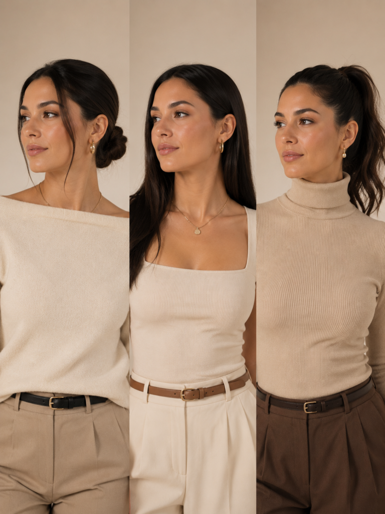 Best hairstyles for boat neck, square neckline, and turtleneck