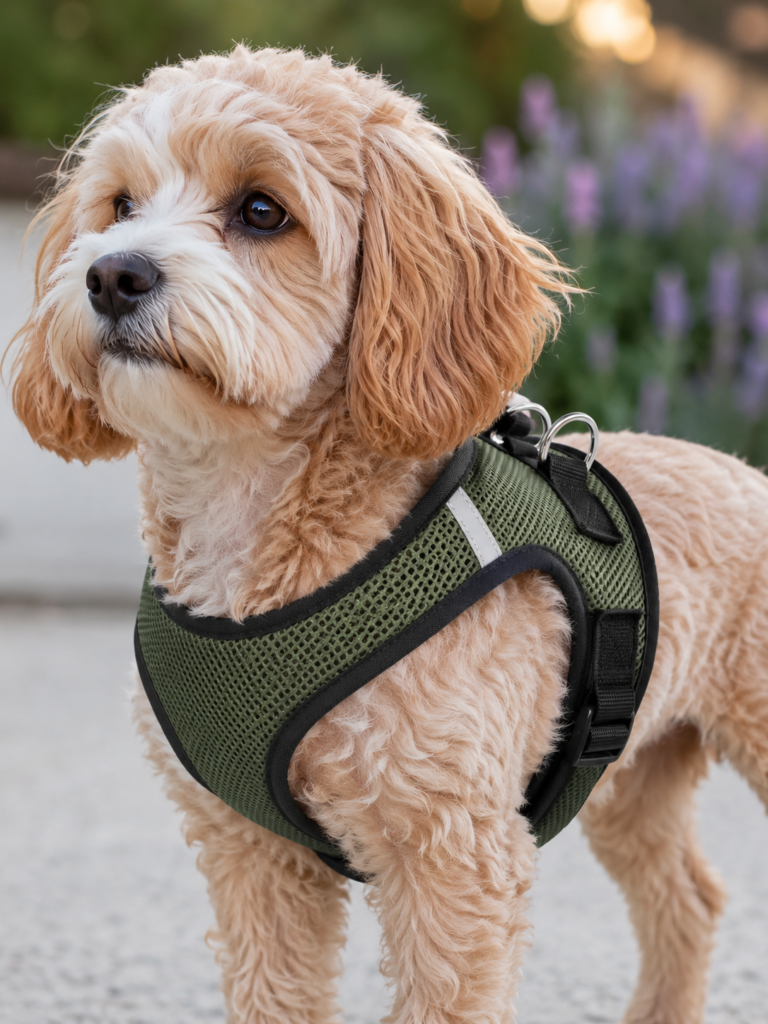 Close-up of Voyager Step-In Air Harness on a dog
