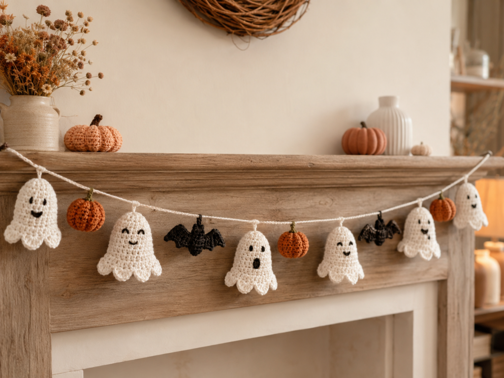 Mini ghost crochet keychain for Halloween