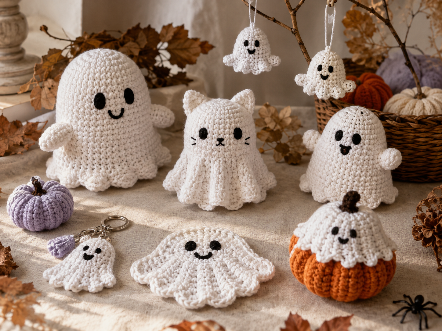 18 unique ghost crochet patterns for Halloween