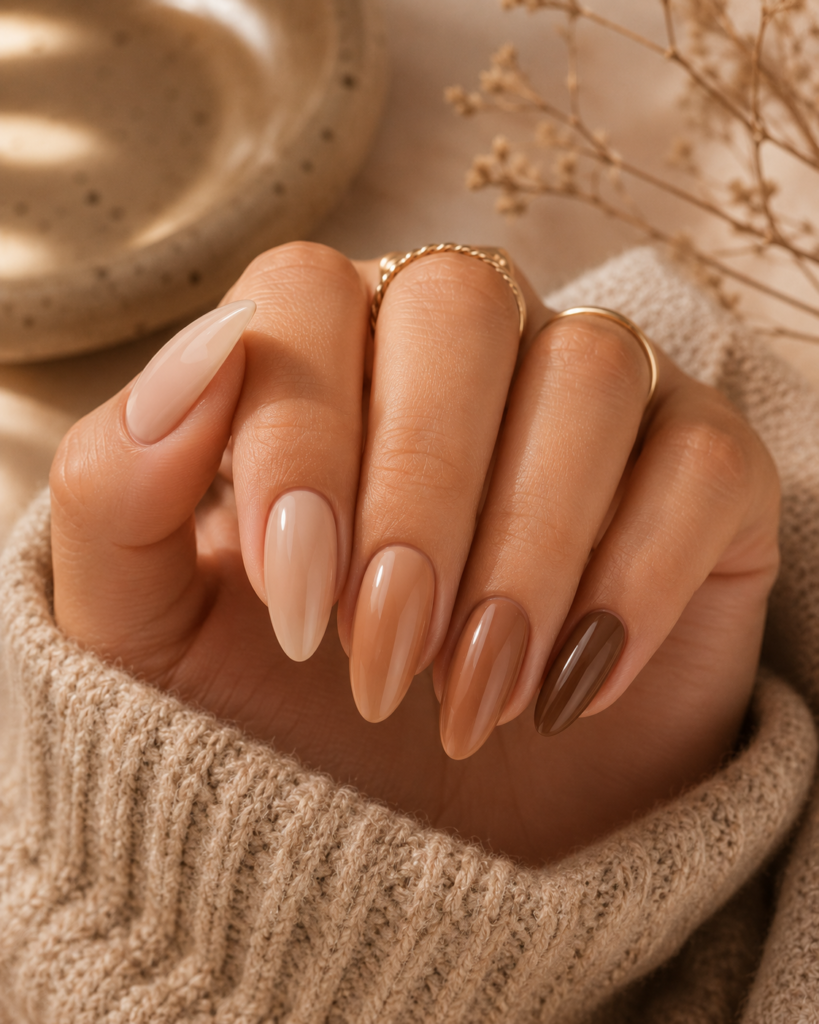 Soft Latte Ombre Nails