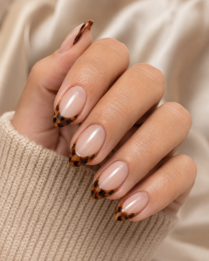 Tortoiseshell French Tip Nails