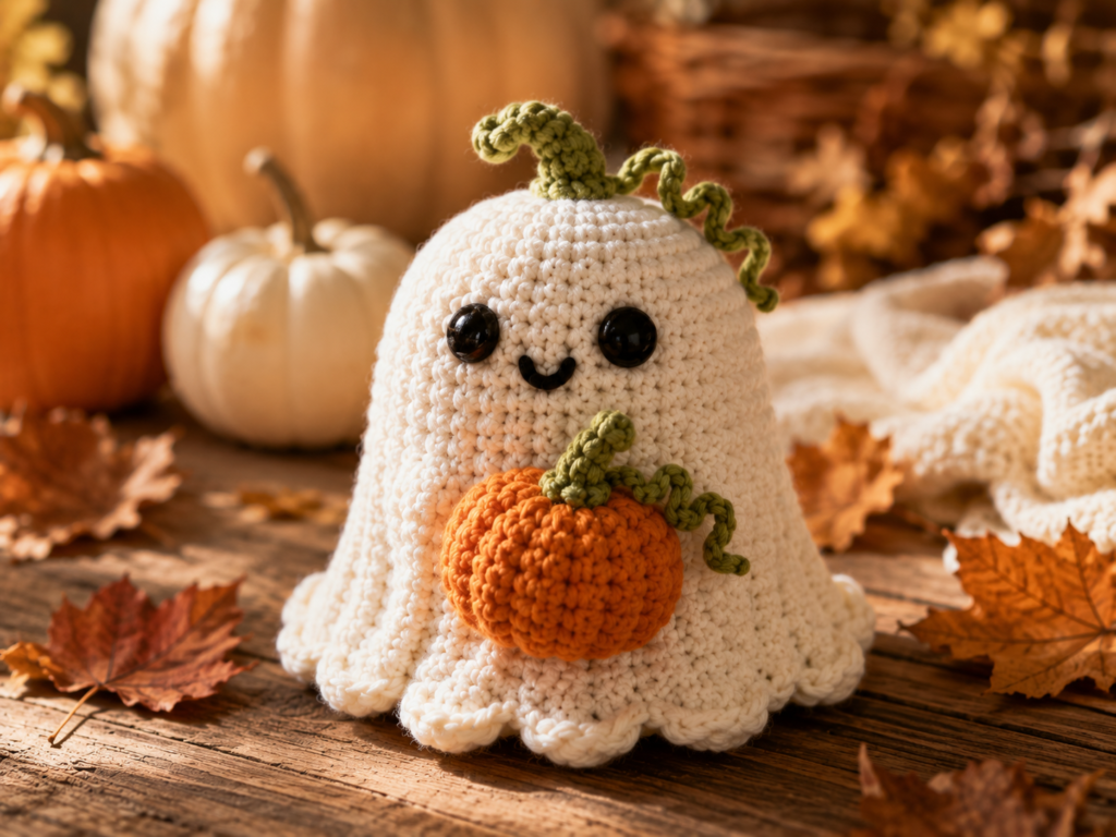 Adorable ghost cat crochet amigurumi for Halloween