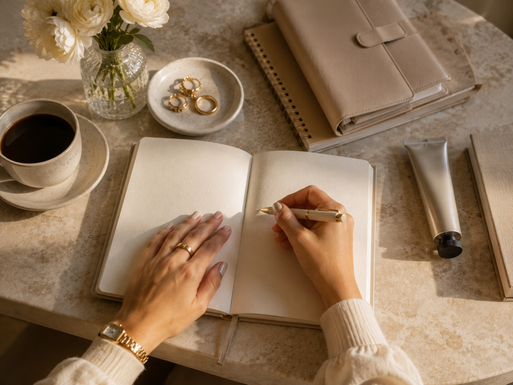 Woman practicing daily self-care and confidence habits