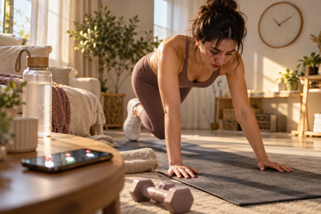 woman exercising despite low motivation to build discipline
