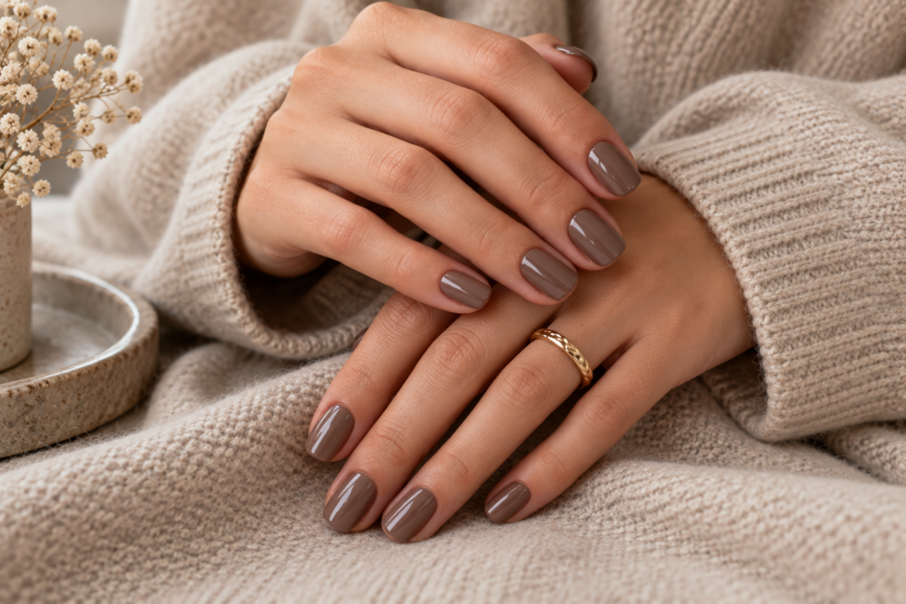 Mushroom taupe nails for a minimalist fall manicure