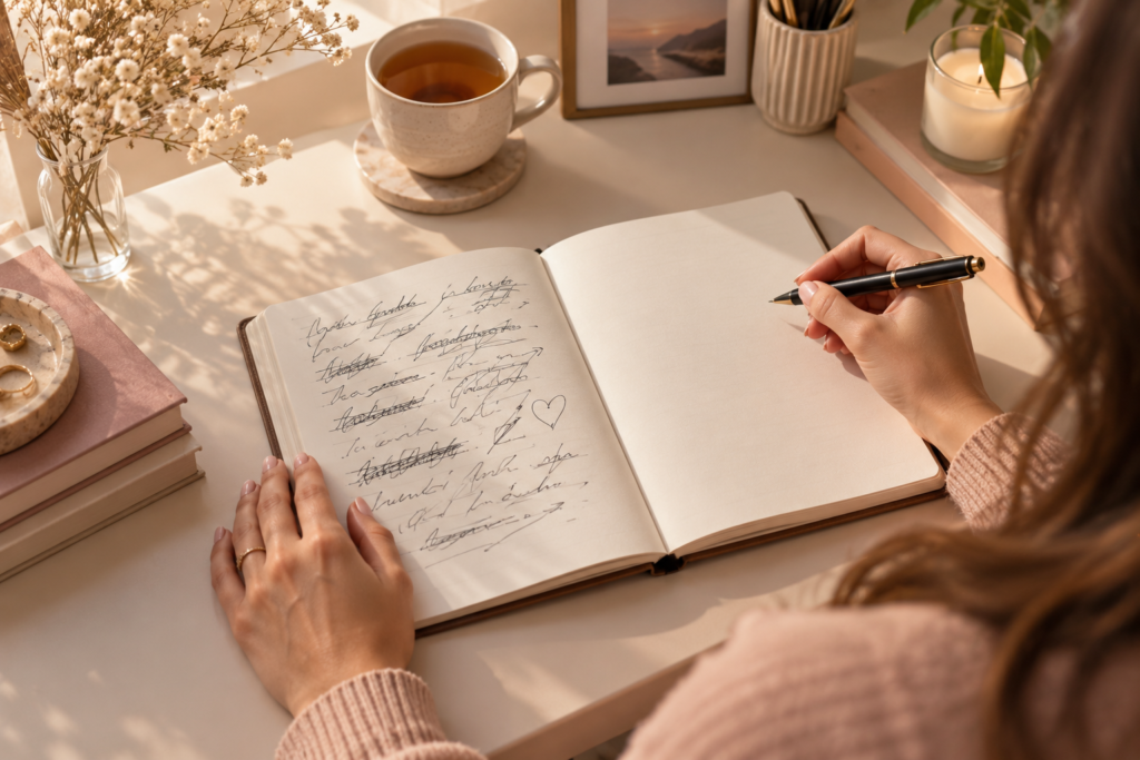 Mindset journaling exercise for reframing negative thoughts