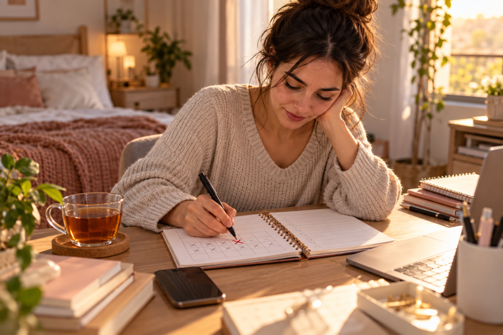 woman restarting her habit routine after missing a day