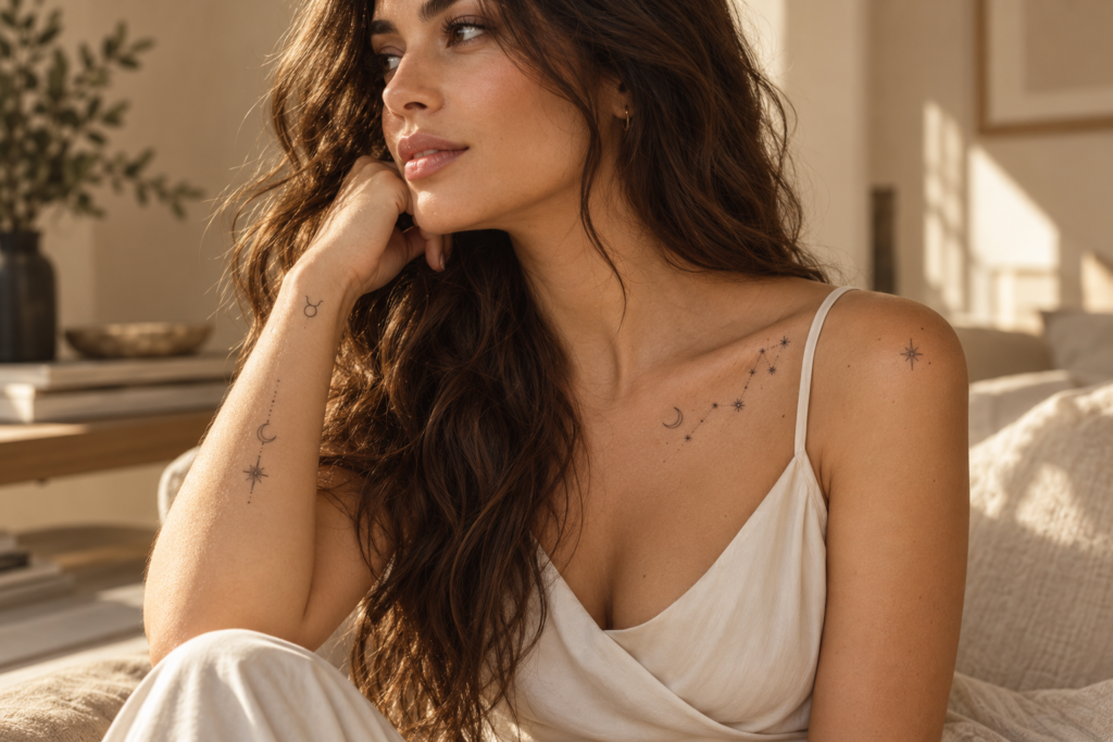 Zodiac tattoo placement ideas for wrist, collarbone, forearm and ankle