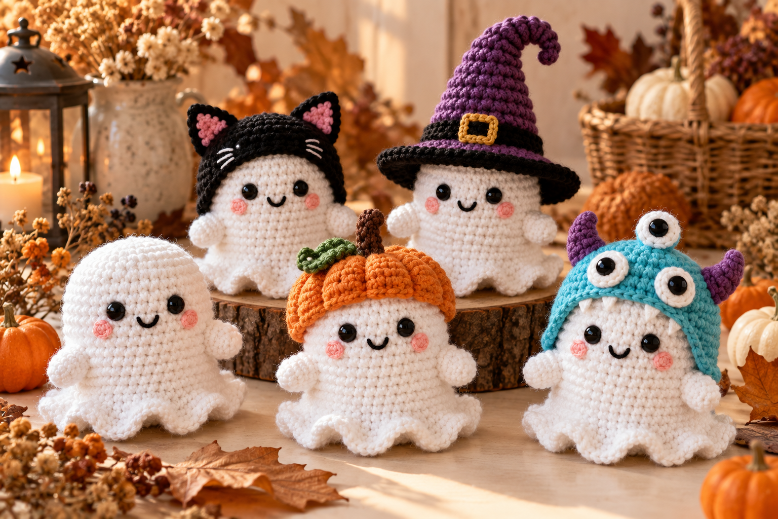 5 Cute Crochet Ghost Amigurumi Patterns: Pumpkin, Cat, Witch & More