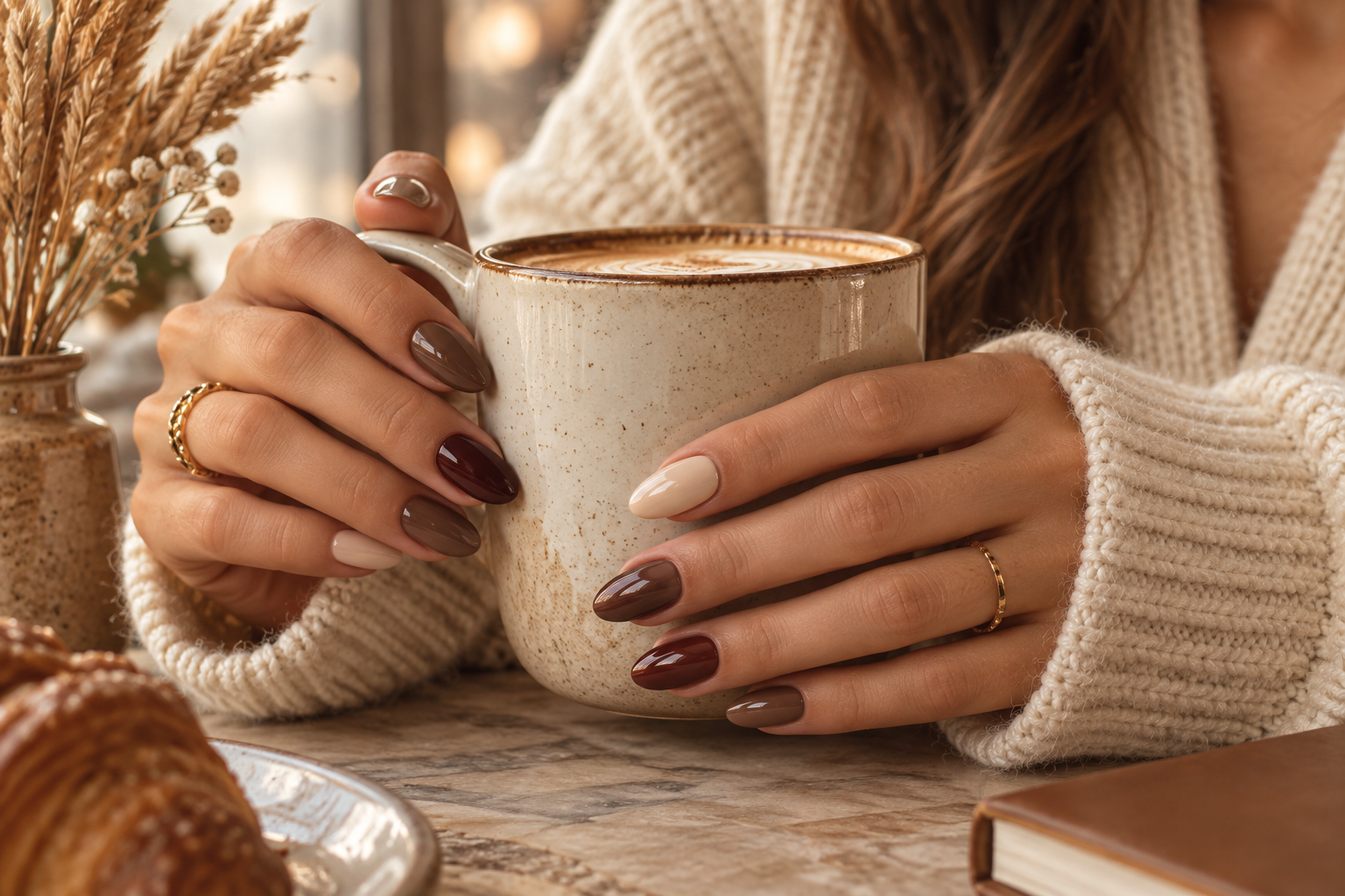 September nail ideas featuring chic transitional early-fall colors