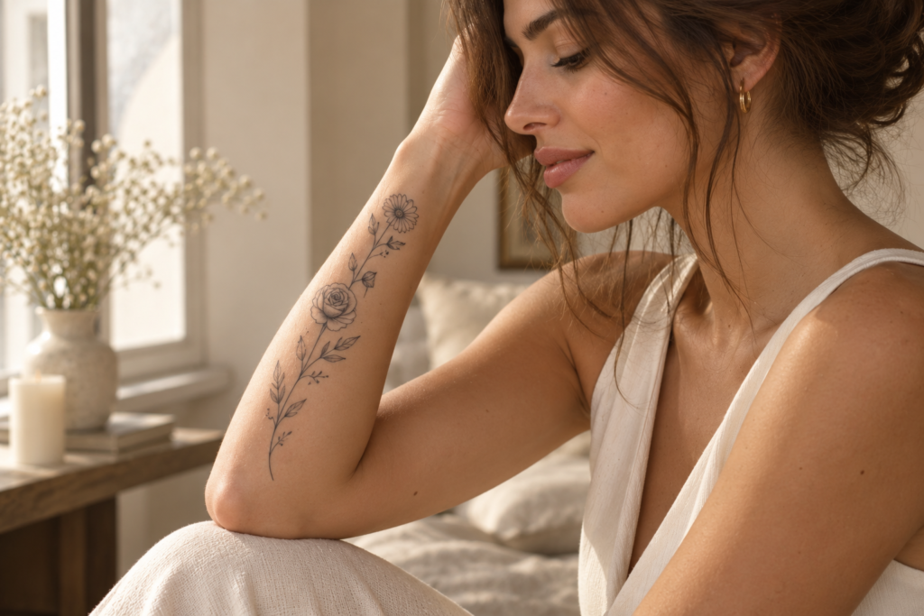 Delicate minimalist flower tattoo ideas