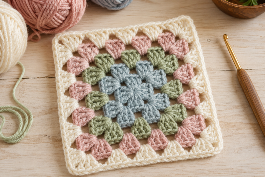 Classic four-corner granny square crochet pattern