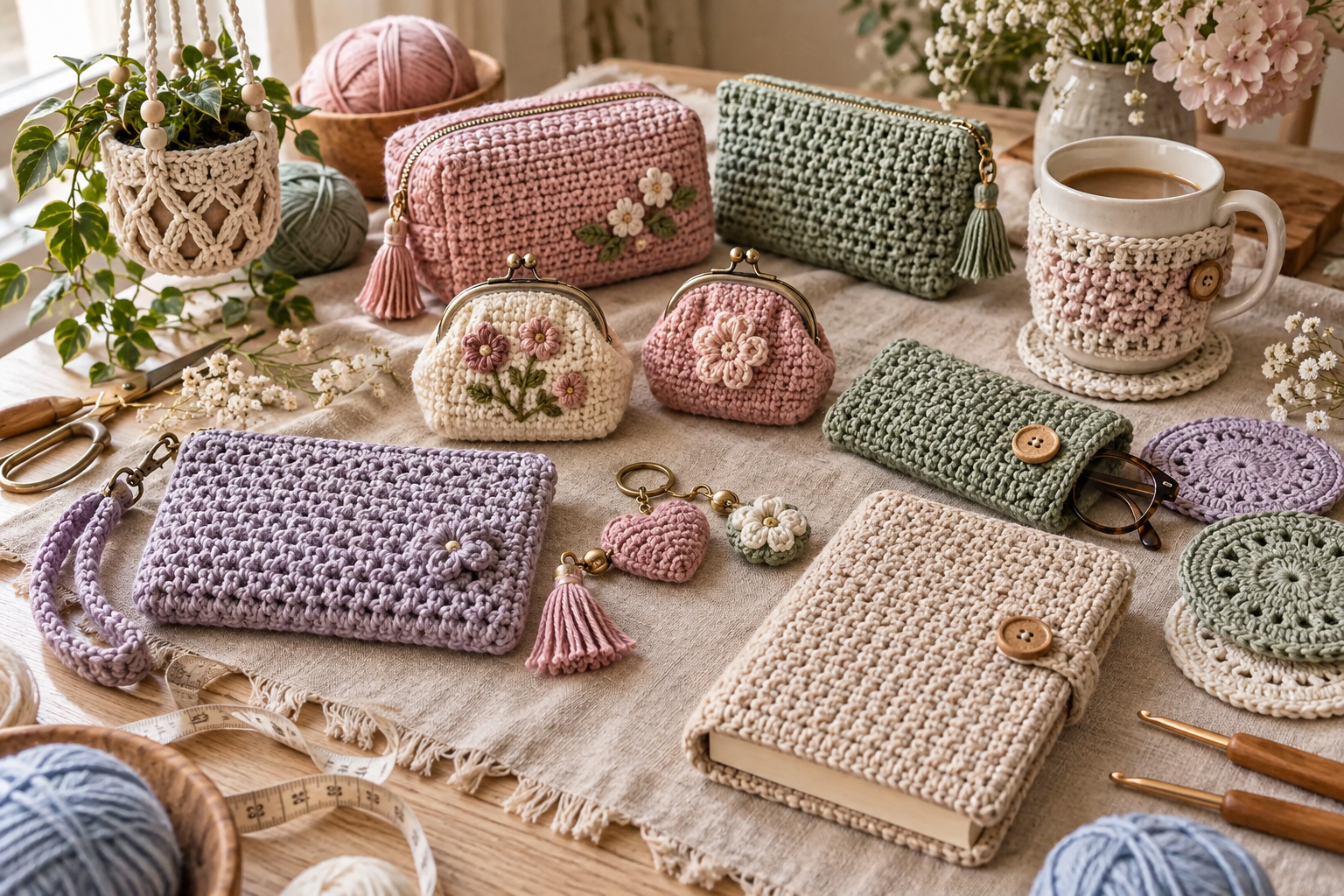17 quick crochet gifts for adults including pouches, coasters and accessories