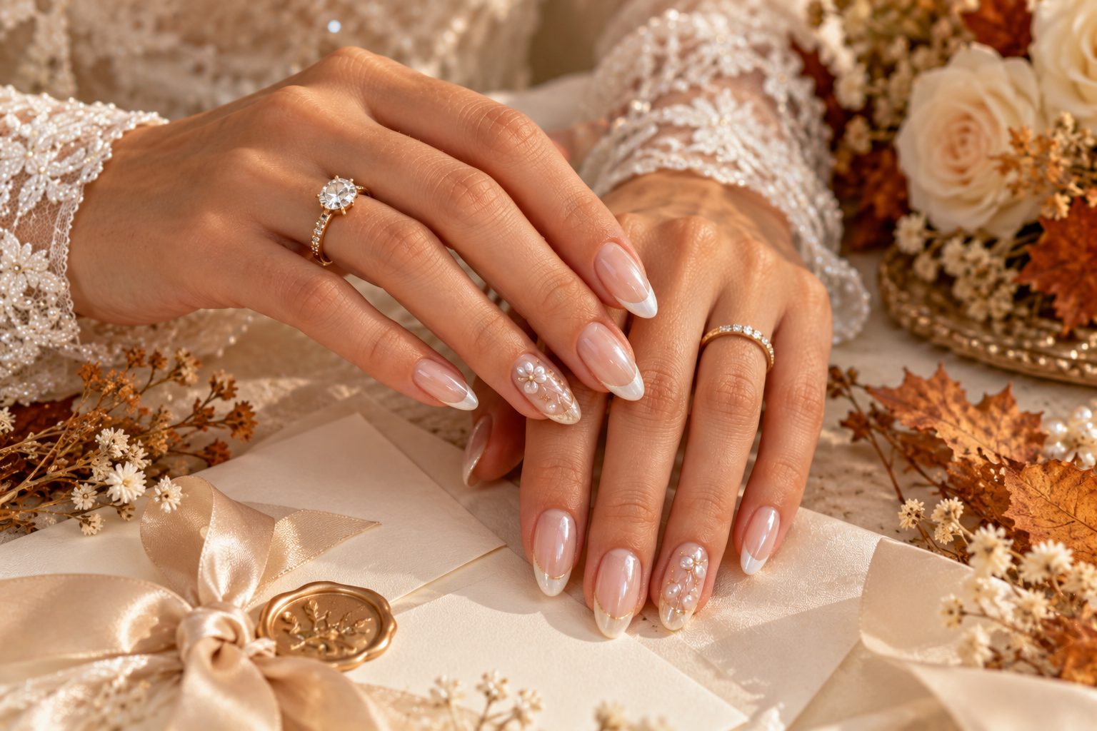 20 October Wedding Nails for a Romantic Fall Bridal Look