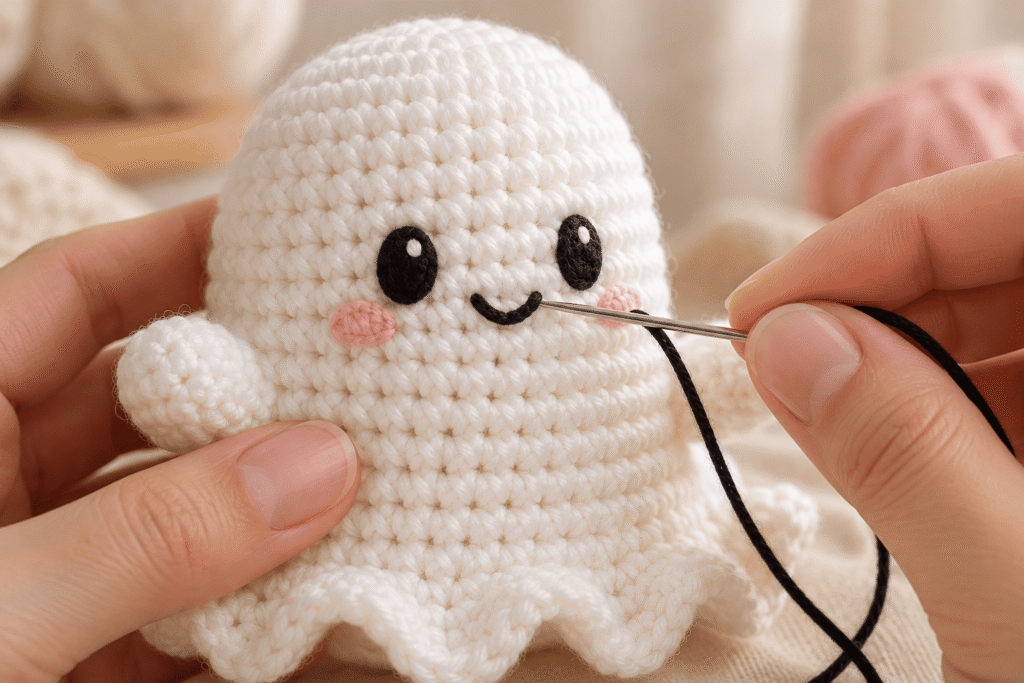 Attaching the Arms to the Crochet Ghost